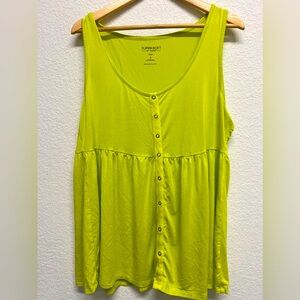 *Torrid Lime Green Super Soft Knits Babydoll Snap Top Tank size 2